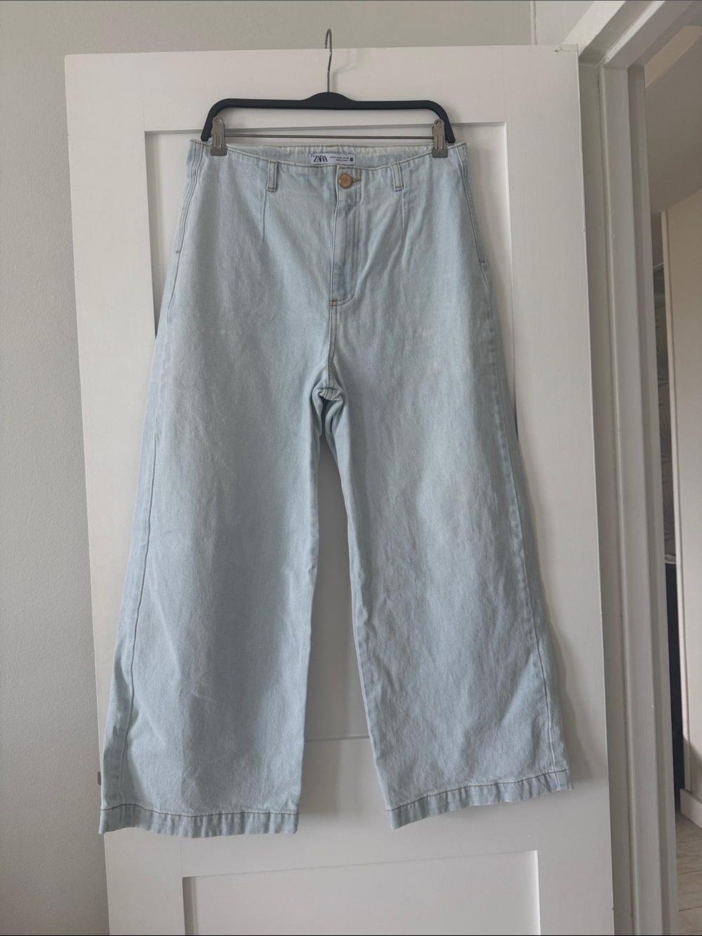 Zara Pale Blue Wide-Leg Denim Jeans